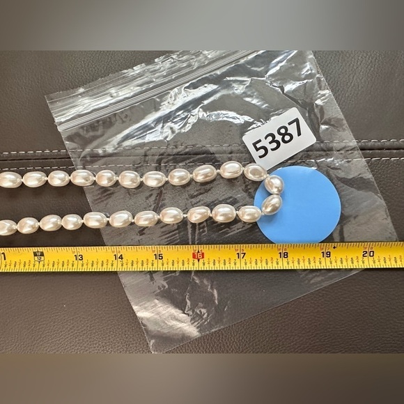 VTG Glass Pearl Necklace And Knotted Cream Color Estate Jewelry Statement 5382 B - Picture 10 of 12